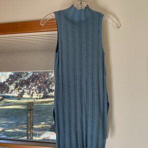 Blue Ribbed Mockneck Shirt